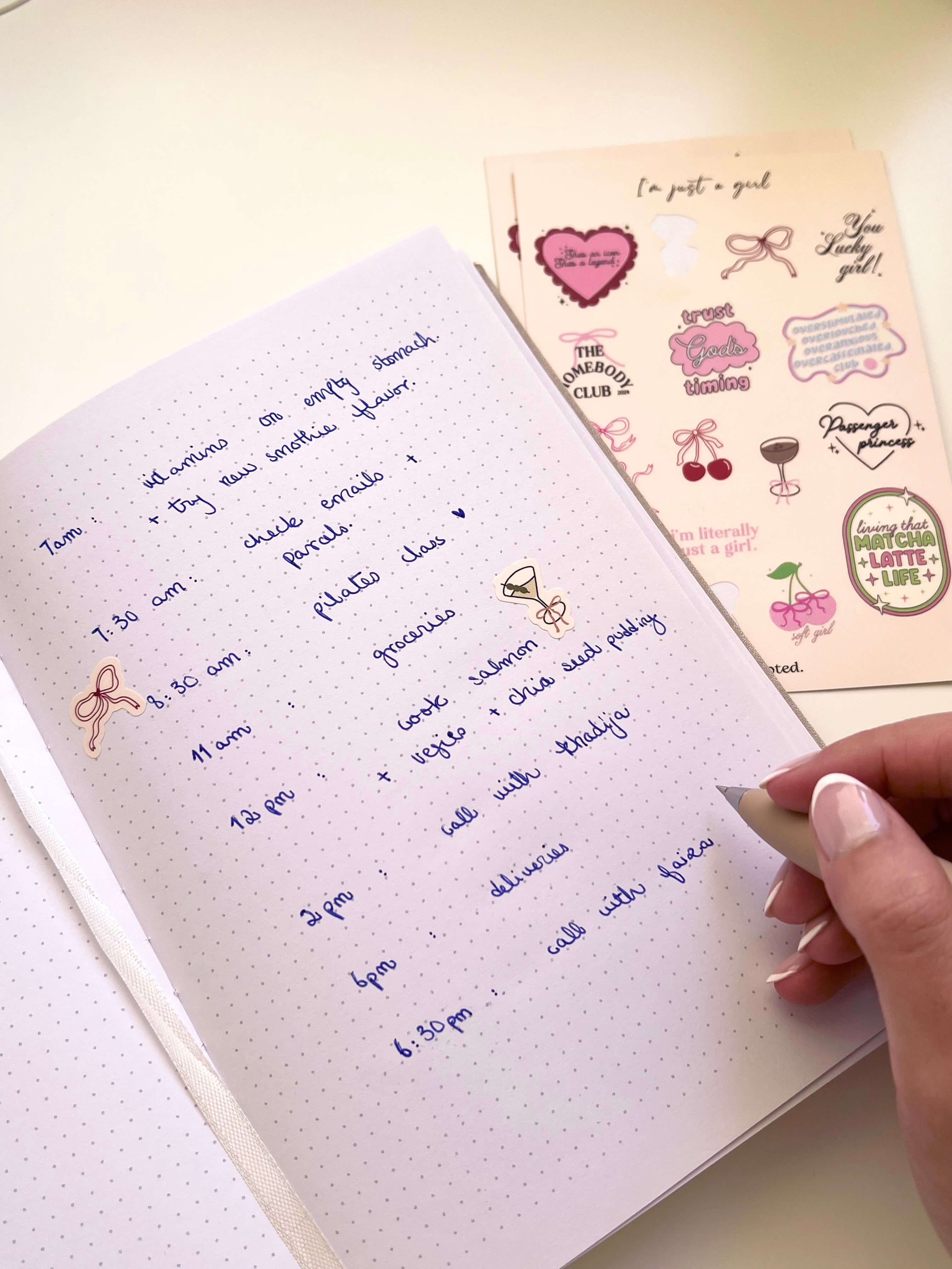 cute feminine sticker sheet for journaling and notebooks