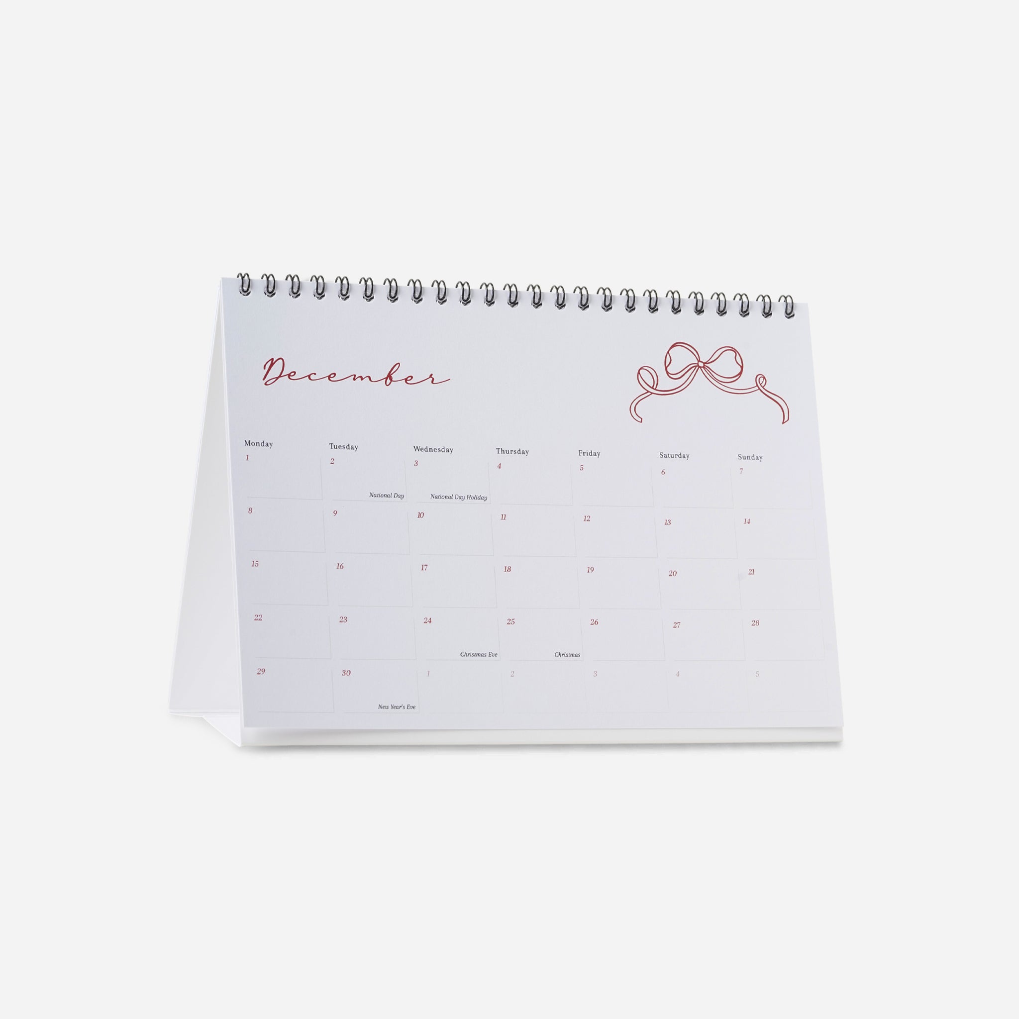 bow calendar for home or workspace