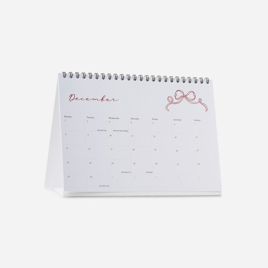 bow calendar for home or workspace