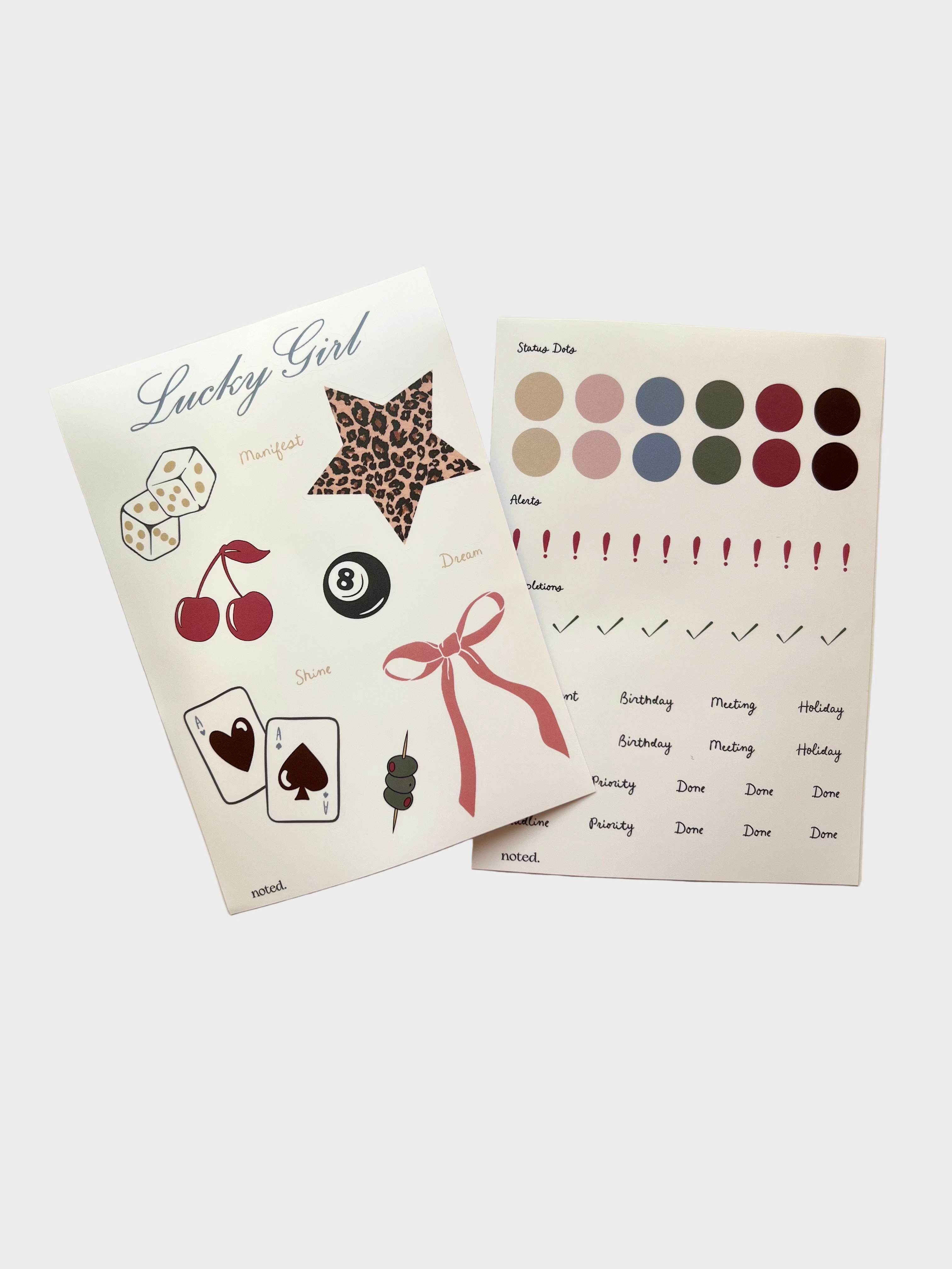 Planner & Lucky Girl Sticker Sheet - Set of 2