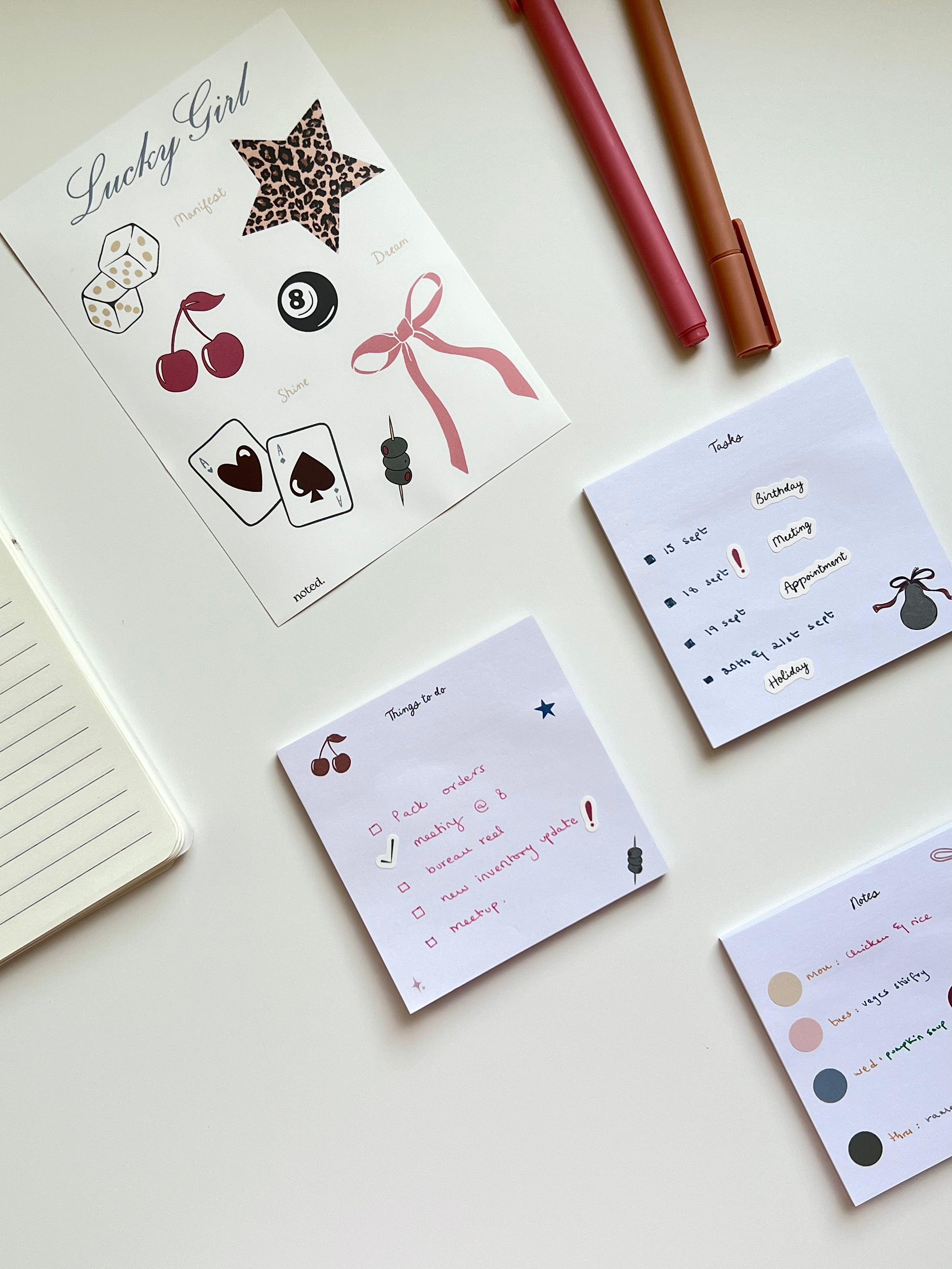 Planner & Lucky Girl Sticker Sheet - Set of 2