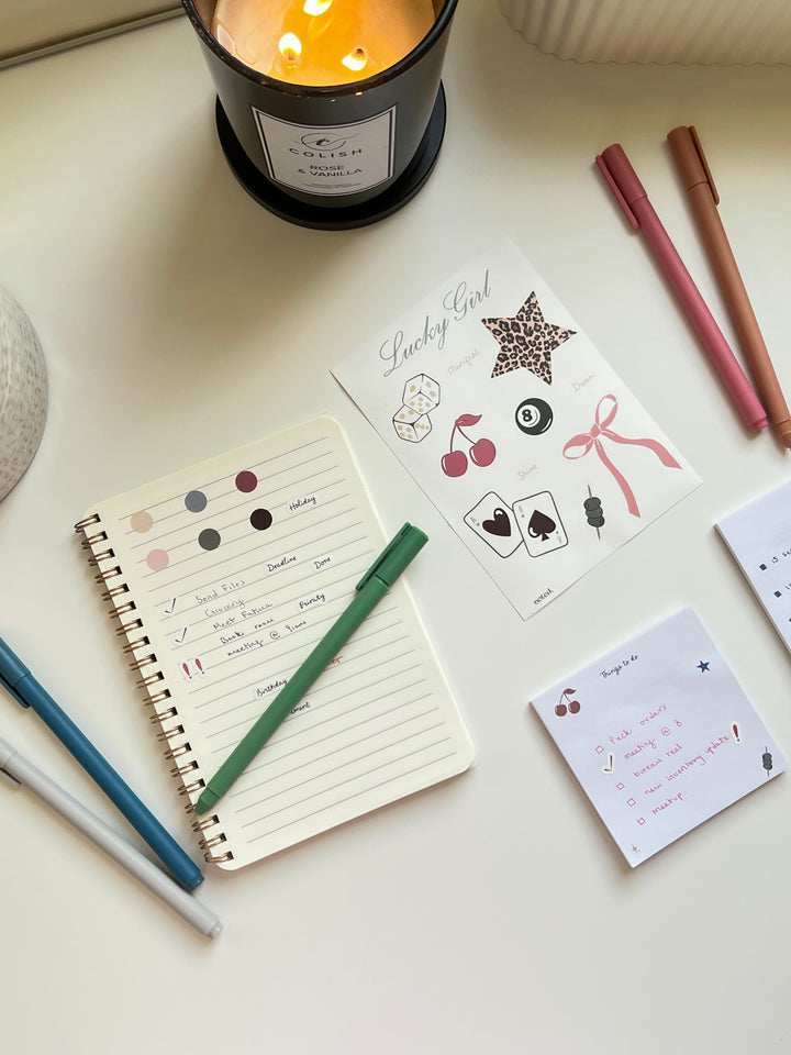 Planner & Lucky Girl Sticker Sheet - Set of 2